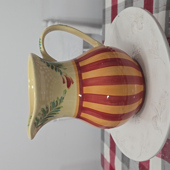 Southern Living Gail Pittman Collectible Decor Pitcher Vase Orange Red Green - Picture 4 of 13